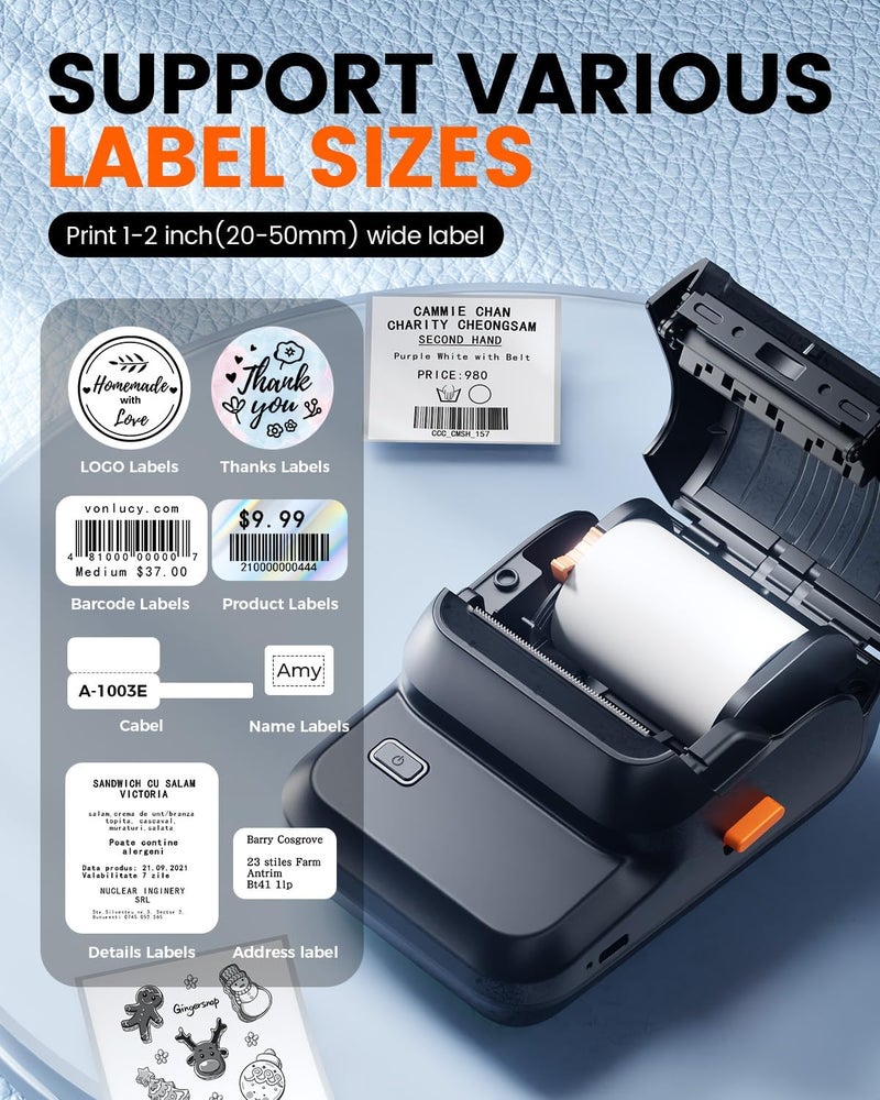 Ponek Label Maker Machine with Tape, M100 Address Barcode Label Printer, Versatile App 4000 Icons and 300 Fonts, Industrial Label Makers for Small Business, Office, Home, School, Black - Image 5